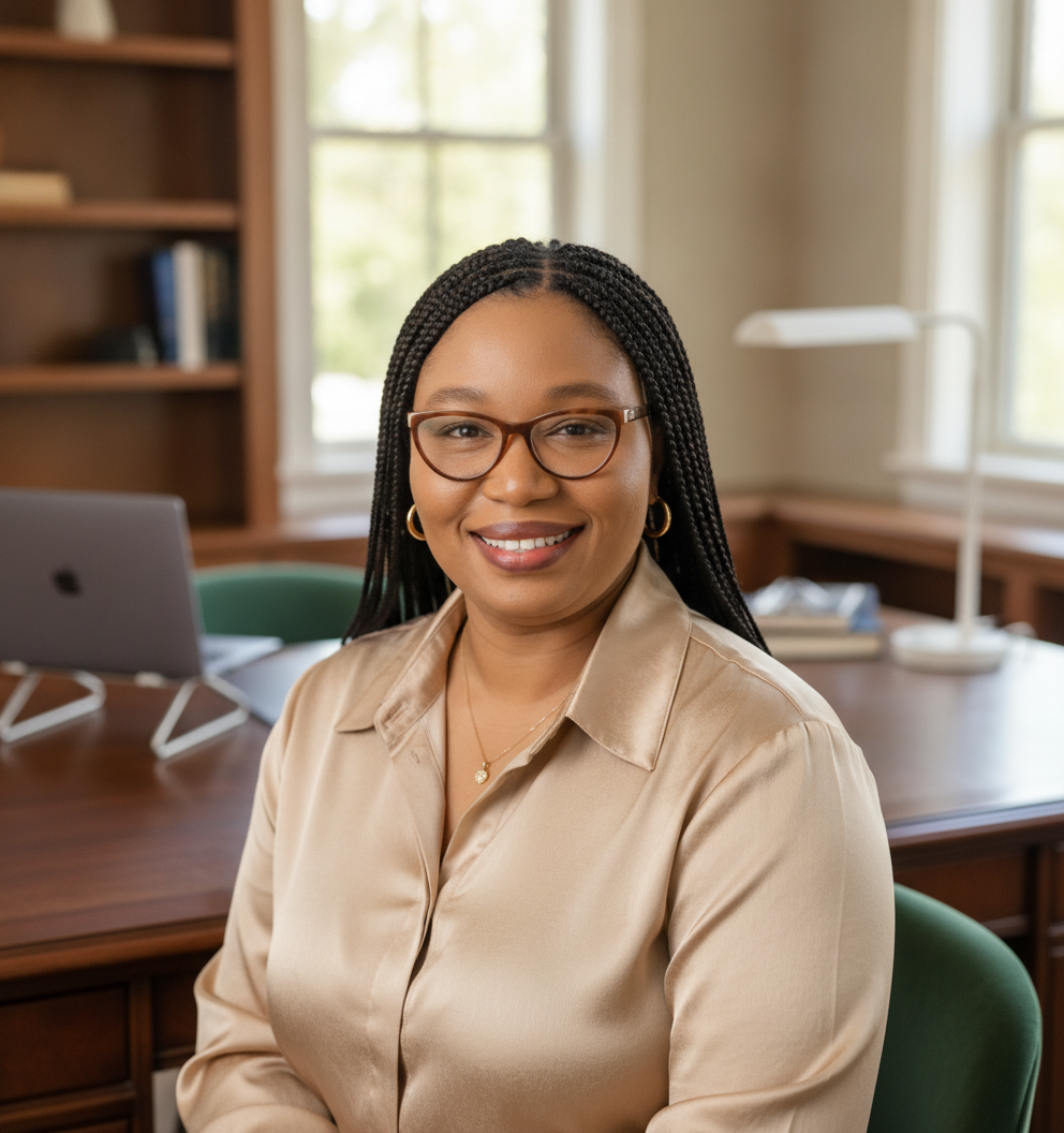 Dorcas Babundo in a professional office setting